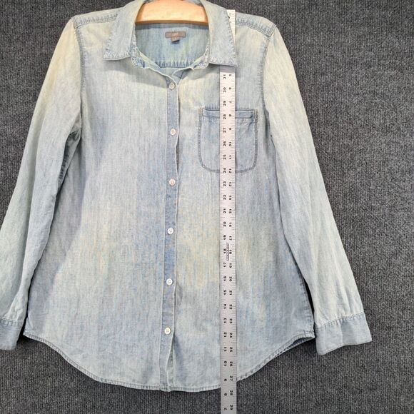 J. Jill Women's Denim Button Up Shirt Blue Small Long Sleeve Chest Pocket Cotton - Picture 10 of 12
